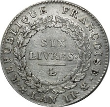 O1596 RARE Ecu 6 Livres