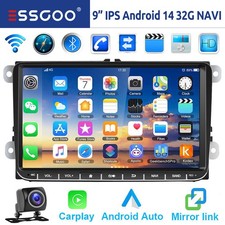 9" Autoradio Android 14 Carplay RDS GPS Nav Caméra For VW GOLF 5 6 Touran T5 EOS