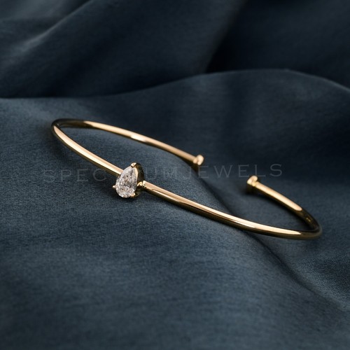 Bracelet jonc solitaire pear - bracelet,