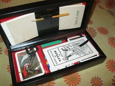 Ancien COFFRET BRIDGE GRIMAUD 2 JEUX DE 54 CARTES A JOUER JETONS DÉS CARNET....