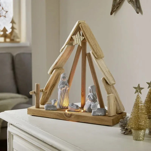 Crèche noël bois - en,