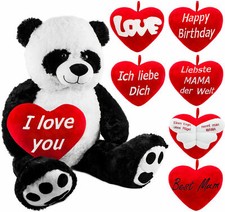 BRUBAKER Peluche géante XXL Panda Nounours 100 cm avec Cœur en Peluche