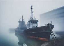 Tirage photo d'art digital 18 x 13 cm - navire dans dans un port brumeux