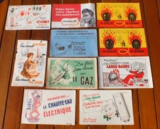 + Lot 10 buvards thème maison: chauffage, charbon, eau chaude, gaz... +