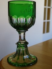 BACCARAT VERRE APERITIF ROEMER OVERLAY CRISTAL VERT FORME CLOCHE 12 cm n°2