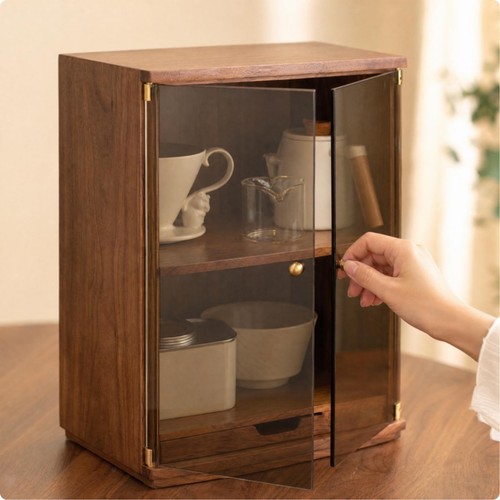 Vitrine bois noyer - en,