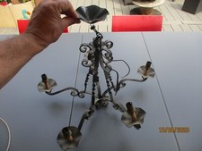 Ancien Petit Lustre Fer Forgé