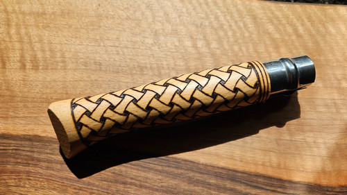 Woodburned hand opinel - hand,