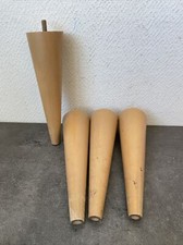 4 Anciens Pied De Lit Sommier Forme Cône Bois Deco Rétro 