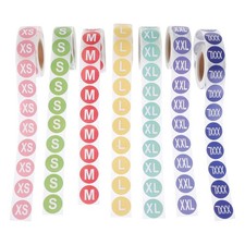  7 Rolls Etiquettes Rondes Vetement Étiquette Taille Auto-adhésive