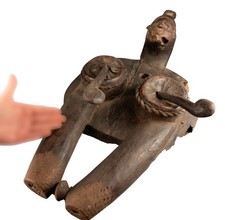 Rare Soufflet de Forge Cameroun 70 cm Anthropomorphe Bois Sculpté 2kg900 # 16872