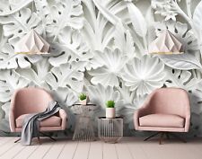 Chambre Pierre Floral Peint Abstrait Composition Photo Décoration Murale Blanc