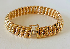 Gourmette Américaine or jaune 18 carats occasion femme bracelet 20 cm largeur 12