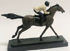 Statue En Bronze De Cheval Jockey De Course En Marbre Hommage Au Pur Sang Cadeau