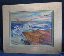 LISTED ARTIST FRANCES LAUGHLIN WADSWORTH O/B PAINTING SIGNED GLOUCESTER MASS