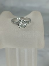 Bague Ancienne Platine Diamants Taille Coussin De 0.55ct Épaulé De 4 Diamants