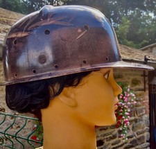 Ancien Casque 1930  Bakélite  marron marbré - de Mineur ?,pompier ? militaire ?