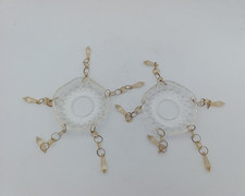 Lot 2 rosaces lustre verre 9,5 cm + pendeloques vintage restauration luminaire