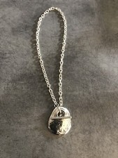 COLLIER Tour De Cou Pendentif Galet Créateur PRAT De Seabra Plaqué Argent 46 Cm