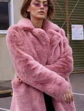 Veste Femme Manteau En Fourrure Écologique Synthétique Long Rose P069