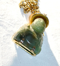 Collier vintage pendentif Bouddha en pierre naturelle verte Jade?