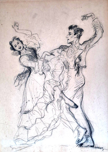 Ancien dessin fusain - dessin, au