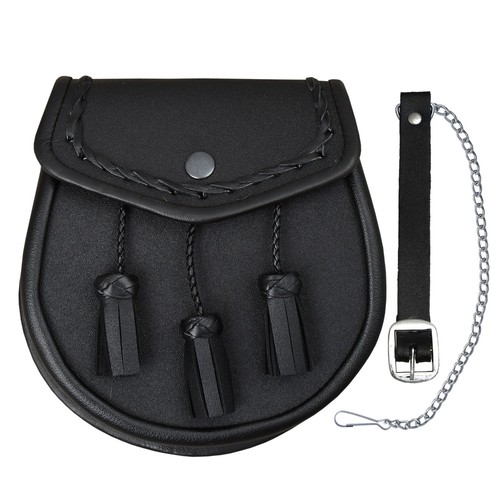 Sporran cuir noir écossais - sporran, en