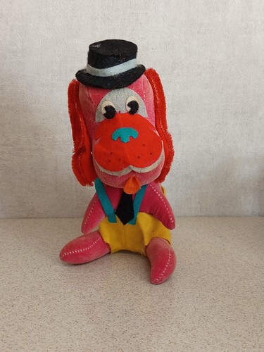 Ancienne peluche chien - ancienne, rouge