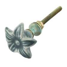 Bouton de meuble en céramique Petite poignée de porte Fleur vert
