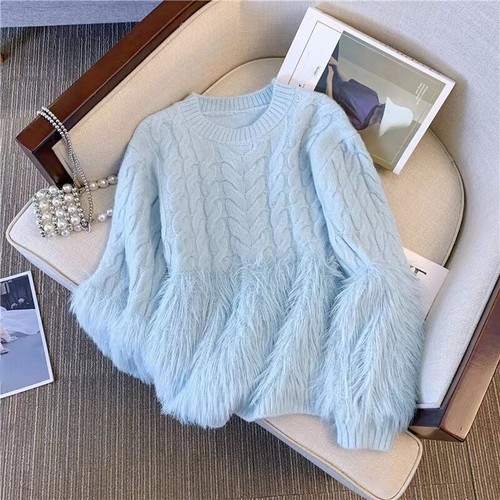 Femme fausse fourrure tricot - fausse,
