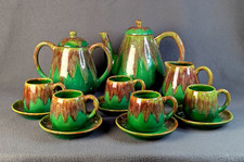 Service à Café Vintage 8 pièces Grès de Puisaye Jean Maubrou vers 1950