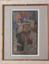 Raphael Delorme (1885-1962), étude pour un tableau, vers 1925/1930, aquarelle