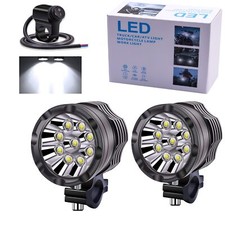 90W Phare Moto Feux Additionnels LED 2Pcs Phares Avant Phares Supplémentaires...