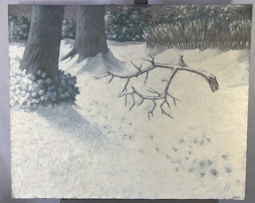Huile signée oiseau - :,