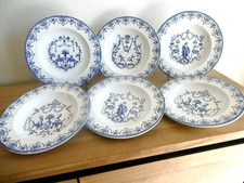 SIX ASSIETTES CREUSES FAIENCE J.VIEILLARD BORDEAUX DECORS MOUSTIERS Lot 2.