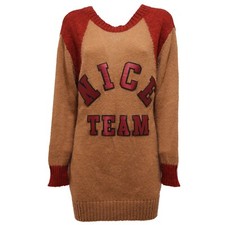 9067V maxi maglione donna NICEBRAND camel sweater mohair woman