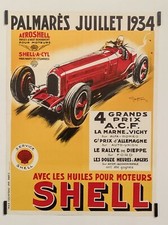 D'aprés Ham Géo Avec les huiles pour moteurs et SHELL 1934 Circa 1980 Affiche