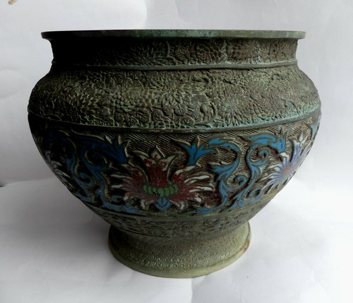 Cache pot bronze - cache, emaux