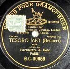 L'Orchestre A. Bosc : Fiancailles / Tesoro 78 RPM 10" GRAMOPHONE G&T BERLINER
