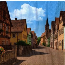 Serviettes en papier France village d'Alsace. Paper napkins village in Alsace