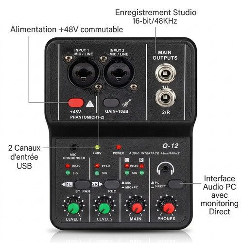 Interface audio usb carte - usb, q-12
