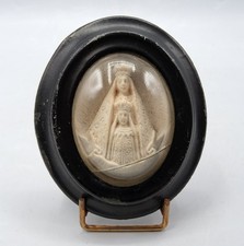 Petit cadre reliquaire métal laqué verre bombé et calcaire pétrifié Napoléon III