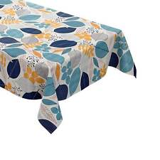 Nappe en Toile Cirée Nappe Bleu Orange Feuilles Jungle B4052-02 Carré Rond Oval