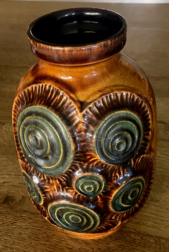 Vase céramique brun vert