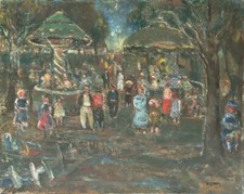 Sylvain VIGNY La fête foraine 1950 huile sur toile
