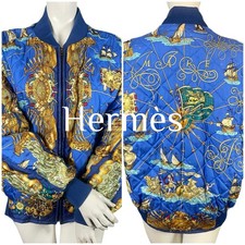 Blouson En Soie Reversible Hermès Imprimé Foulard « Les Voiles De Lumière » 