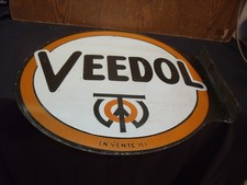 PLAQUE EMAILLEE EN POTENCE HUILE VEEDOL - bidon oil can pompe essence gas pump