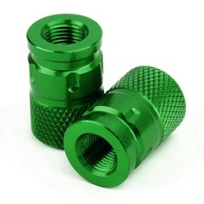 2x ANTIVOL CNC BOUCHONS DE VALVES DE ROUES VERT POUR MOTOS AUTOS CYCLOS VÉLO A'