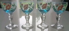 ANCIEN VERRE À LIQUEUR ÉMAILLÉ ART NOUVEAU LEGRAS  BLEU FLEURS x4 pcs