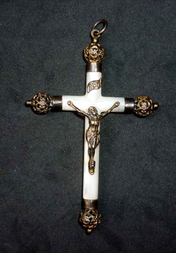 Croix ancienne nacre - croix, argent